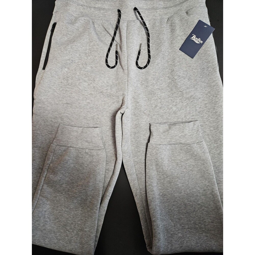 BenBen Pants Mens 2XL Gray Fleece Jogger Elastic Waist Zip Pocket Casual